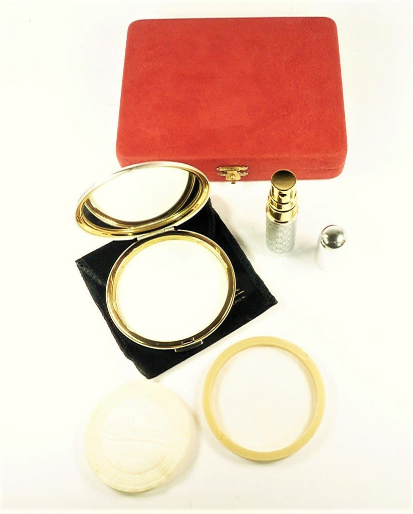 Matching Silver Plated Makeup Compact And Perfume Atomiser