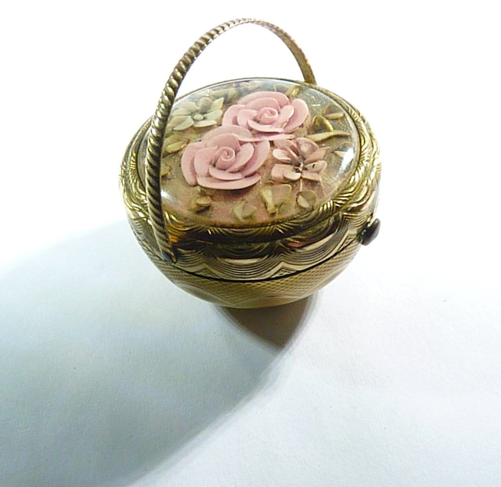 Old Basket Shaped Powder Compact Mirror