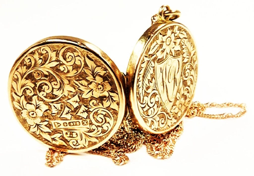 Ornate Engraved Solid Gold Antique Locket