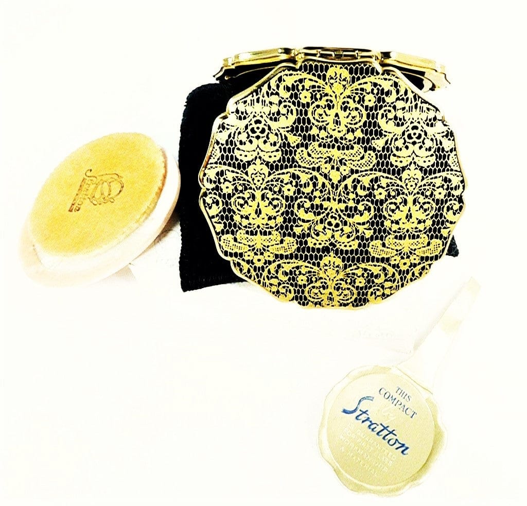 Ornate Gold And Black Handbag Mirror