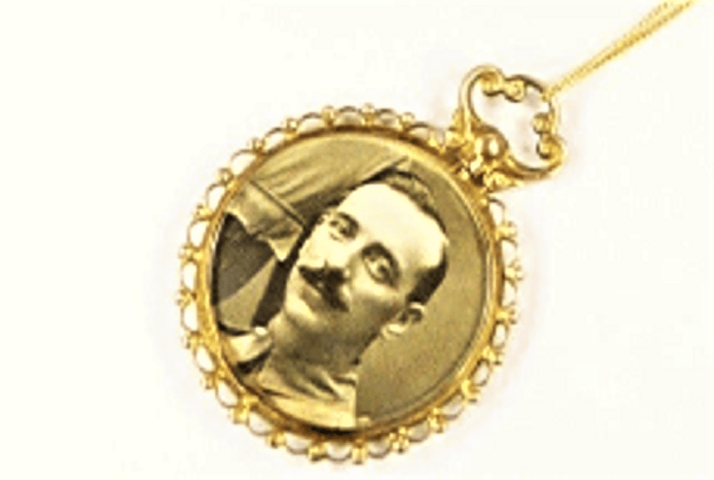 Ornate Solid Gold Pendant With Male Portrait