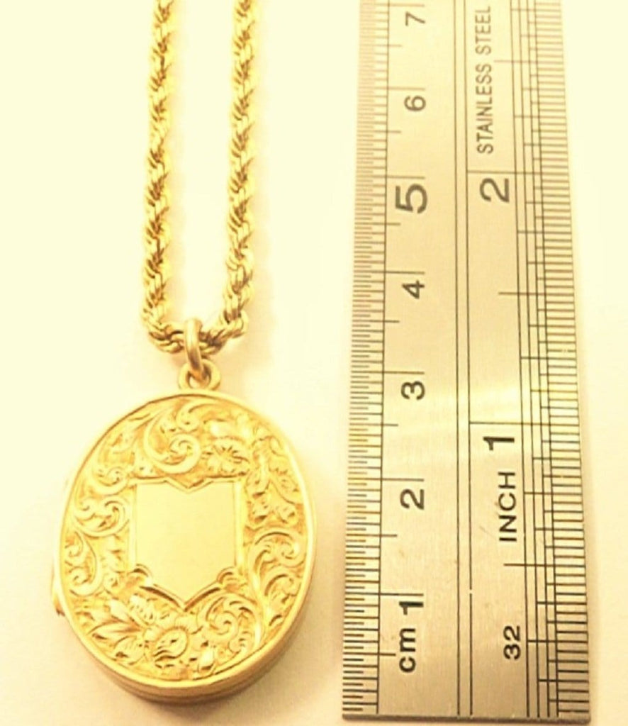 Oval Engraved Antique Locket With Shield Cartouche