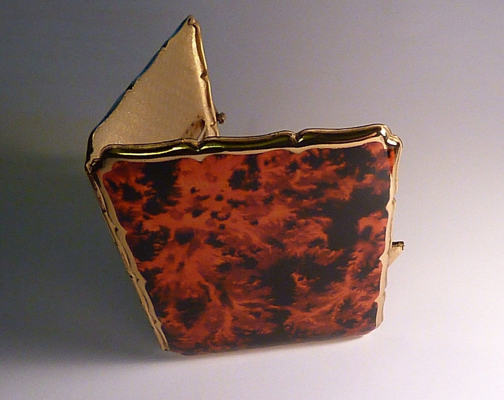 Rare flame red and black enamel vintage Stratton cigarette case 1950s business card case - The Vintage Compact Shop