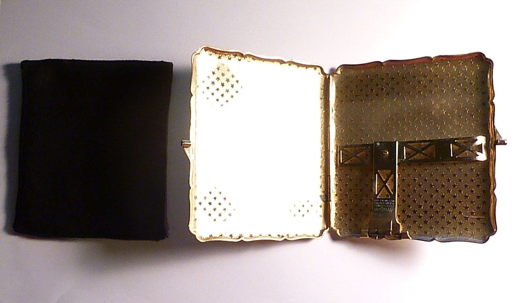Rare flame red and black enamel vintage Stratton cigarette case 1950s business card case - The Vintage Compact Shop