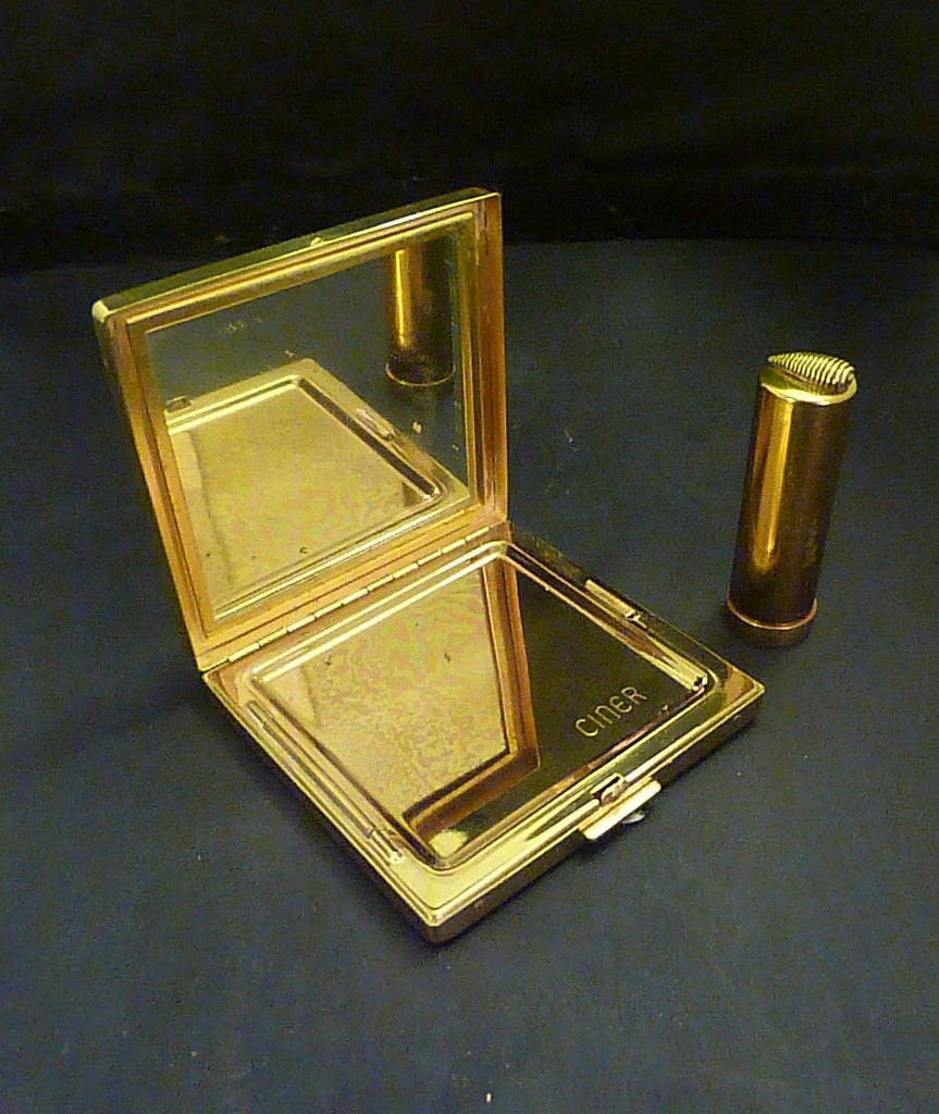 Vintage Ciner Art Deco compact & lipstick vintage powder compacts vintage lipsticks compacts for sale compact duos powder mirrors gifts - The Vintage Compact Shop