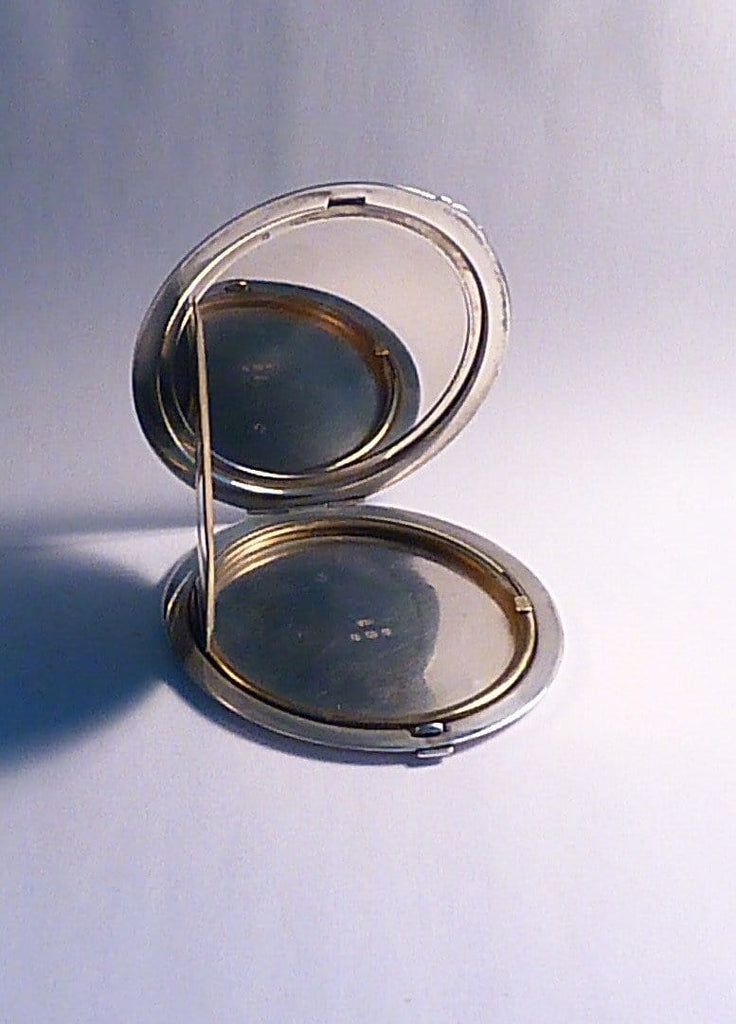 Silver wedding anniversary gifts sterling silver compacts Art Deco compact mirrors 1933 - The Vintage Compact Shop