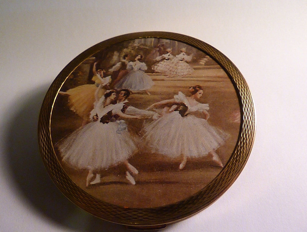 Rare ballet themed powder compact 1950s vintage bridesmaids gifts - The Vintage Compact Shop