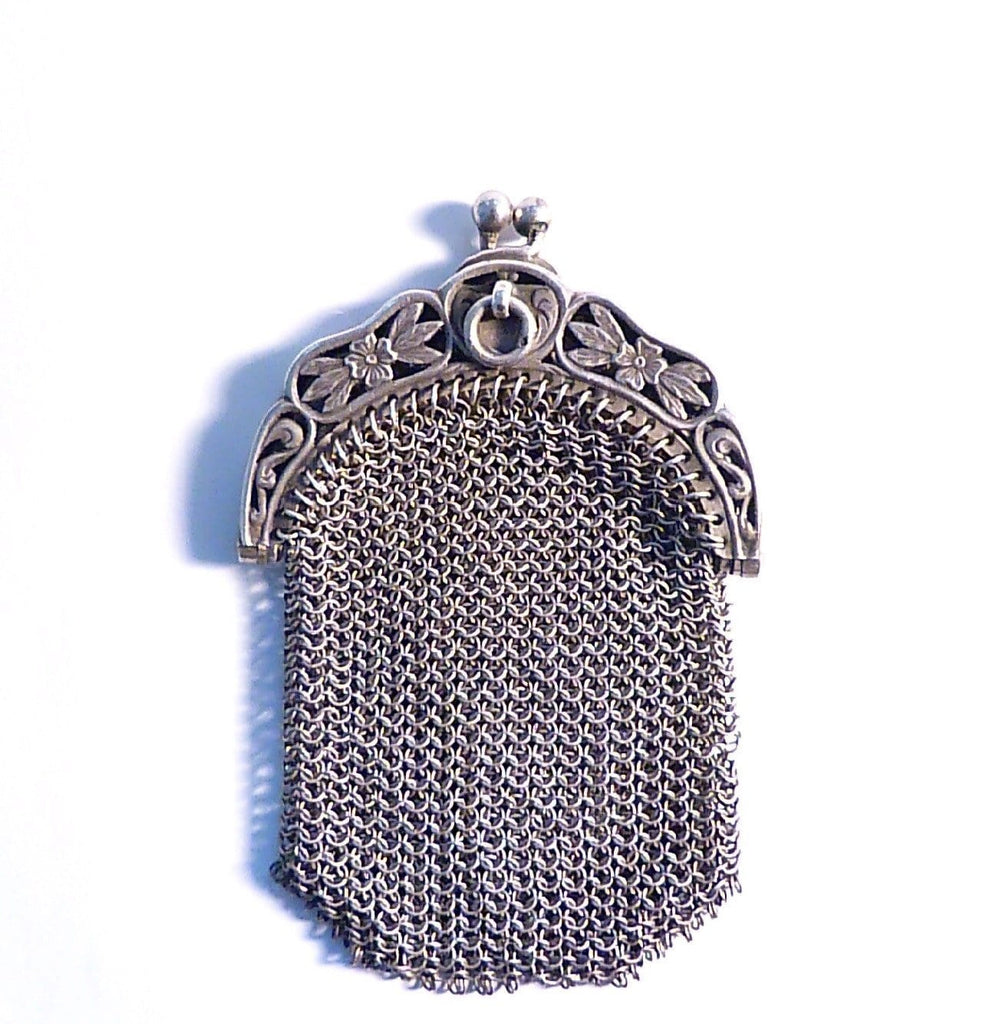 Antique silver chatelaine purse 25th anniversary gifts for her solid silver bags and purses - The Vintage Compact Shop