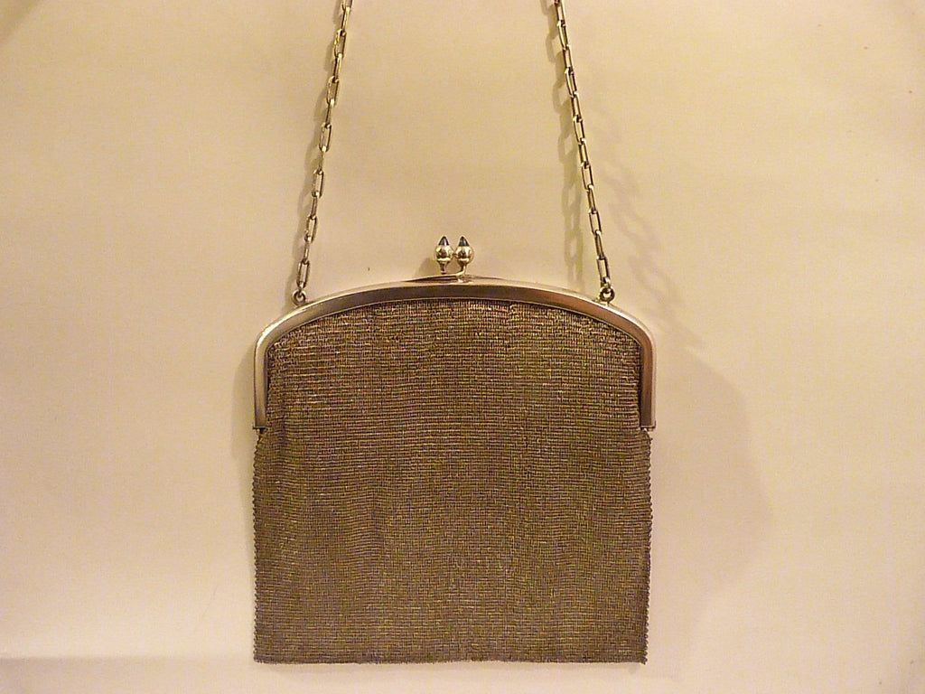 Antique sterling silver mesh bag authentic solid silver flapper bag 1920s mesh purses evening bags wedding clutches wedding bridesmaids gift - The Vintage Compact Shop