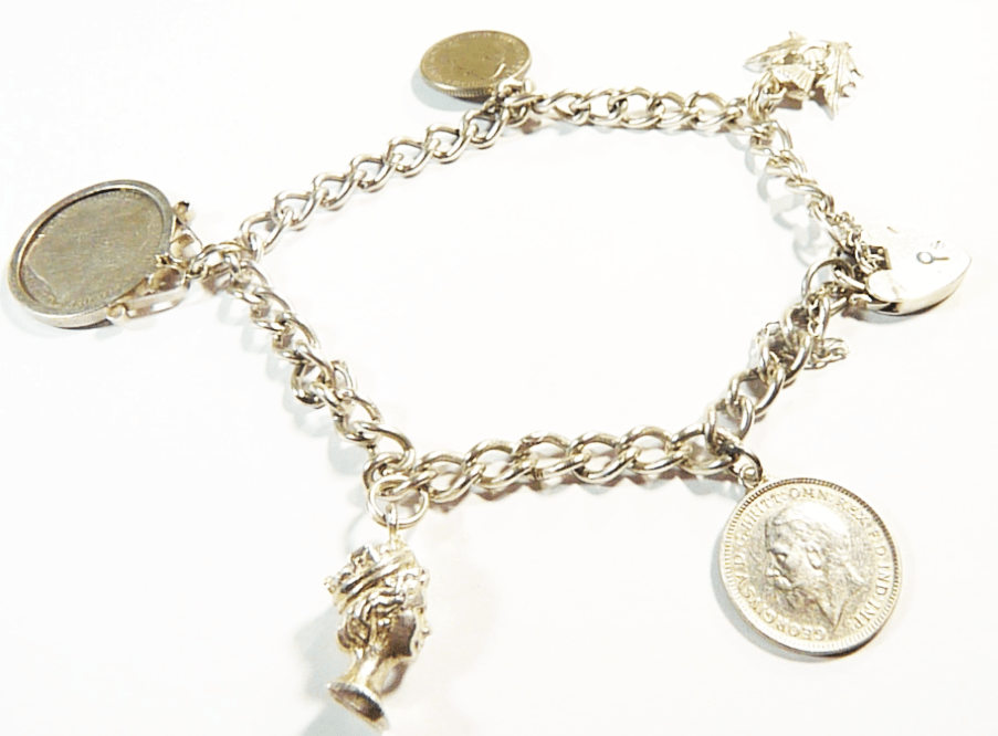 Queen Elizabeth Memorabilia Royalty Themed Silver Bracelet