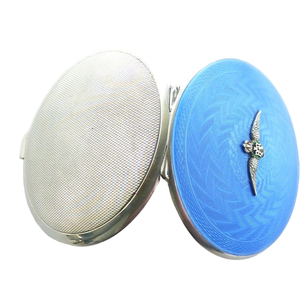 WWII RAF Sterling Silver Enamel Powder Compact 1944 D Day Memorabilia ...
