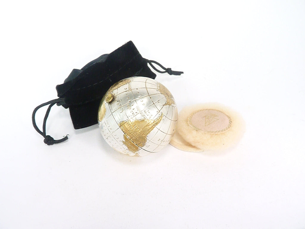 Rare Silver Gold Kigu World Globe Powder Compact