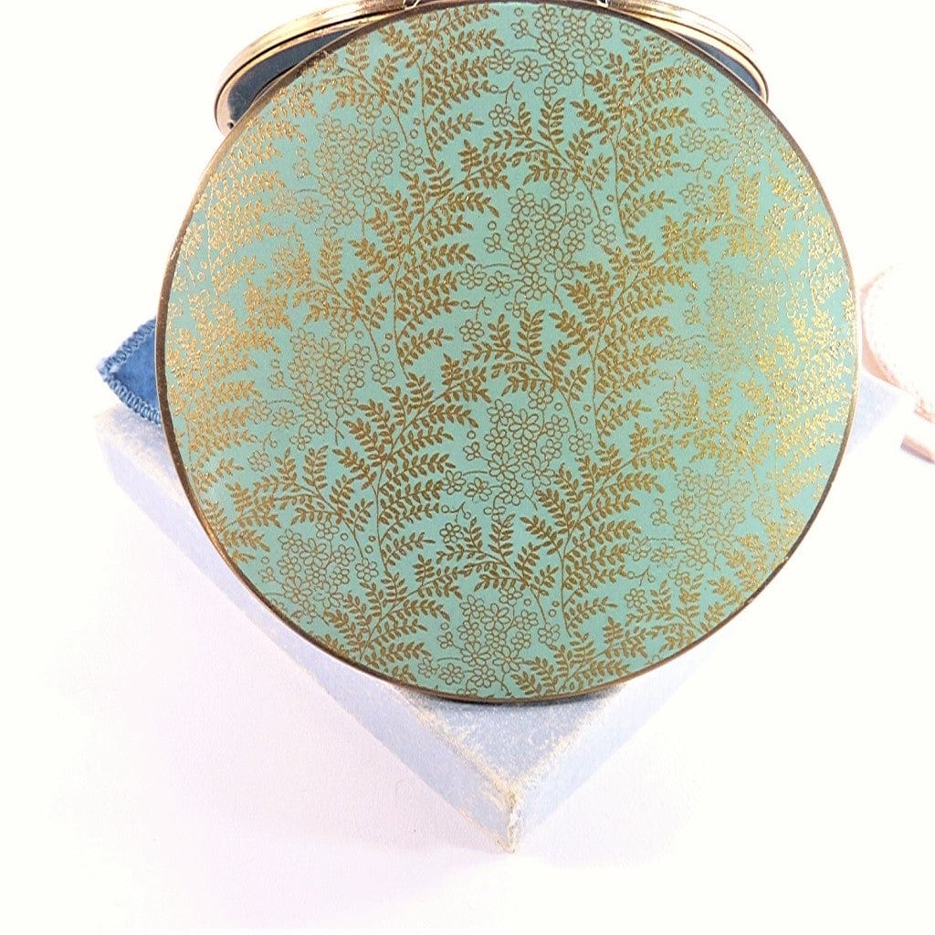 Rare Stratton Large Golden Ferns Flowers Compact Mirror