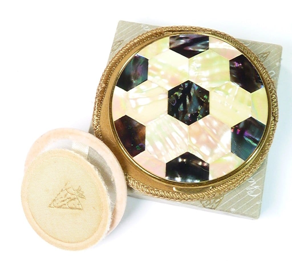 Rare Vintage Kigy Mother Of Pearl Abalone Powder Compact