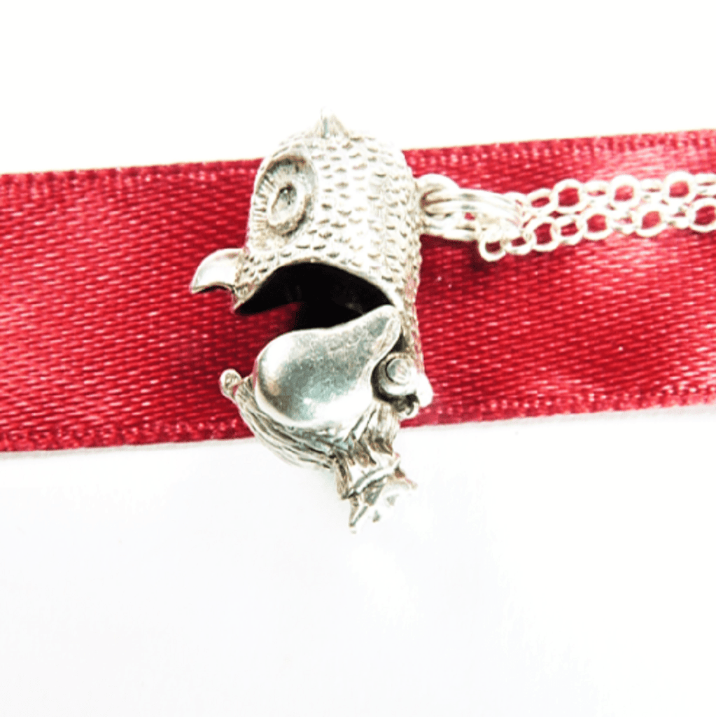 Rare Lucky Silver Charm Pendant Necklace With Owl