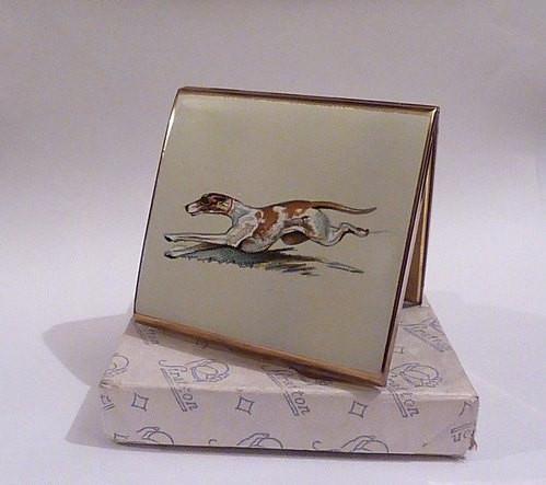 Rare Stratton Racing Greyhound Punt powder compact rare compact mirrors enamel compacts gifts for dog lovers 1940 / 1952 film props - The Vintage Compact Shop