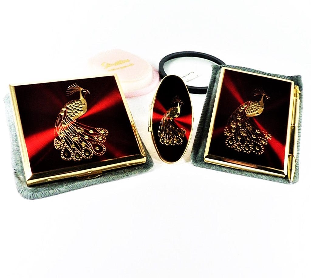 Red Enamel Peacock Stratton Accessory Set