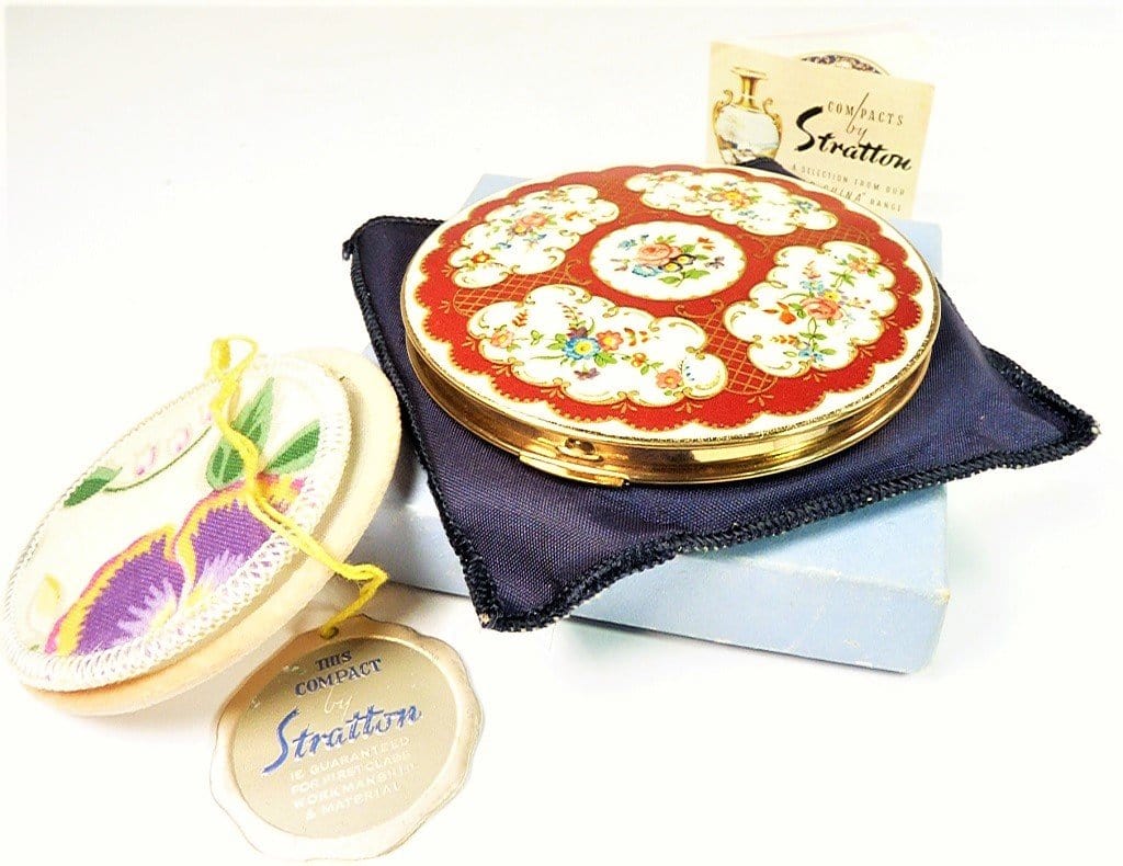 Red White Blue Enamel Makeup Compact