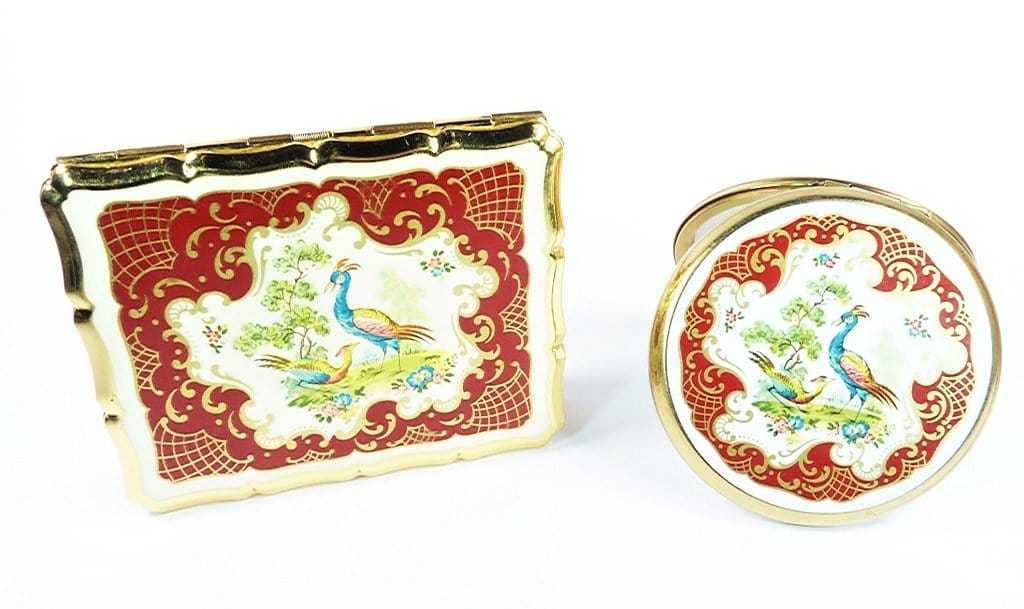 Red Business Card Case Matching Compact Mirror