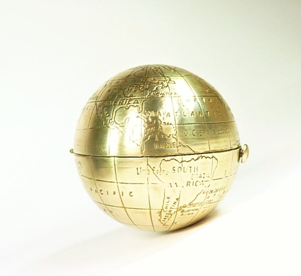 Round Map Of The World Vintage Compact