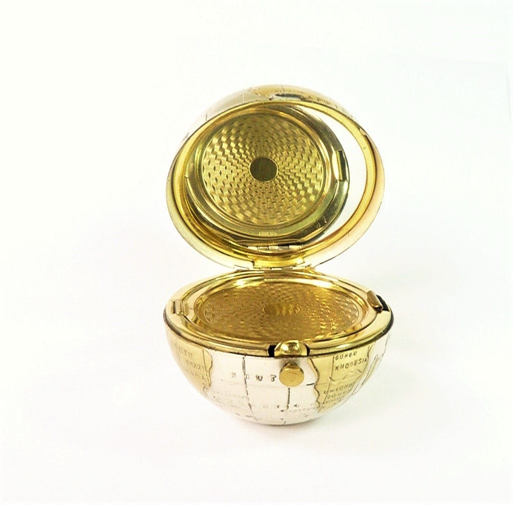 Silver And Globe Compact Mirror