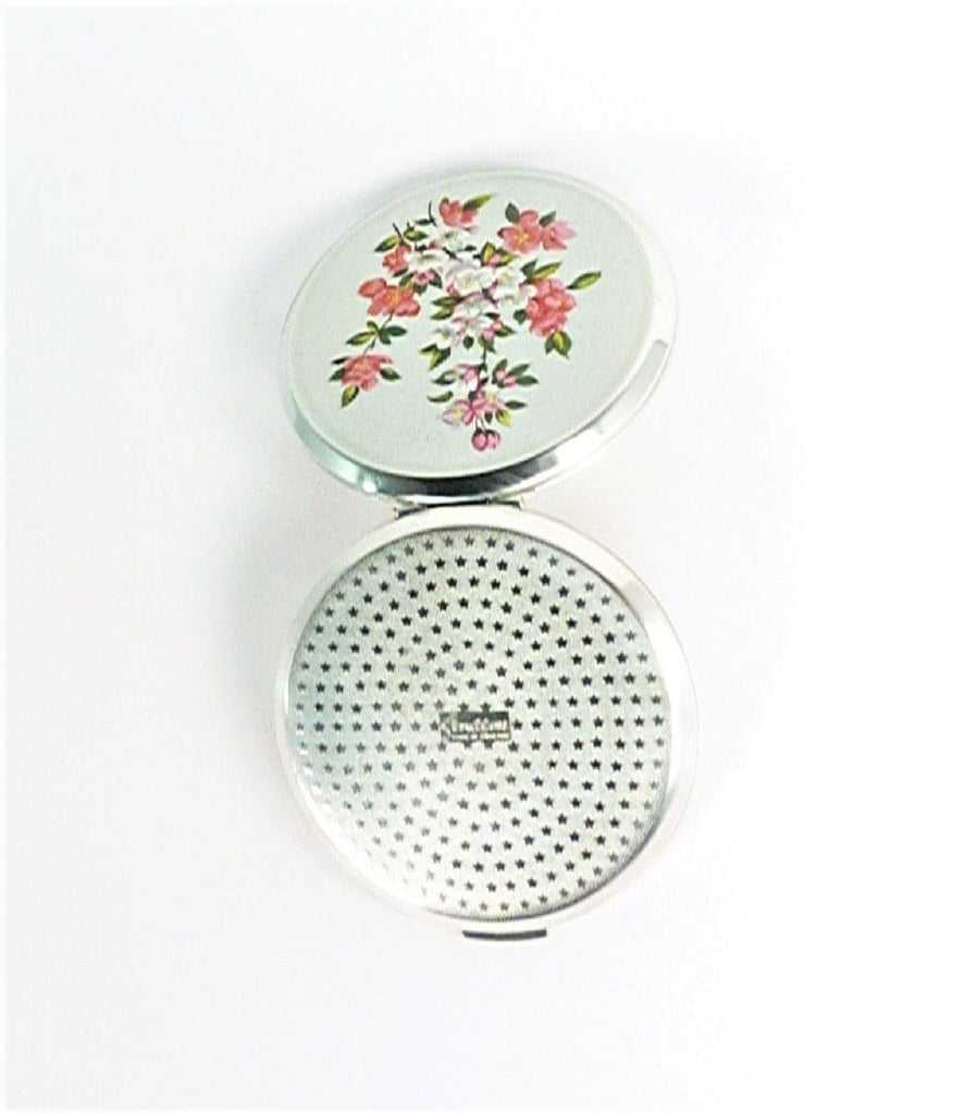 Silver And Pink Vintage Stratton Powder Compact
