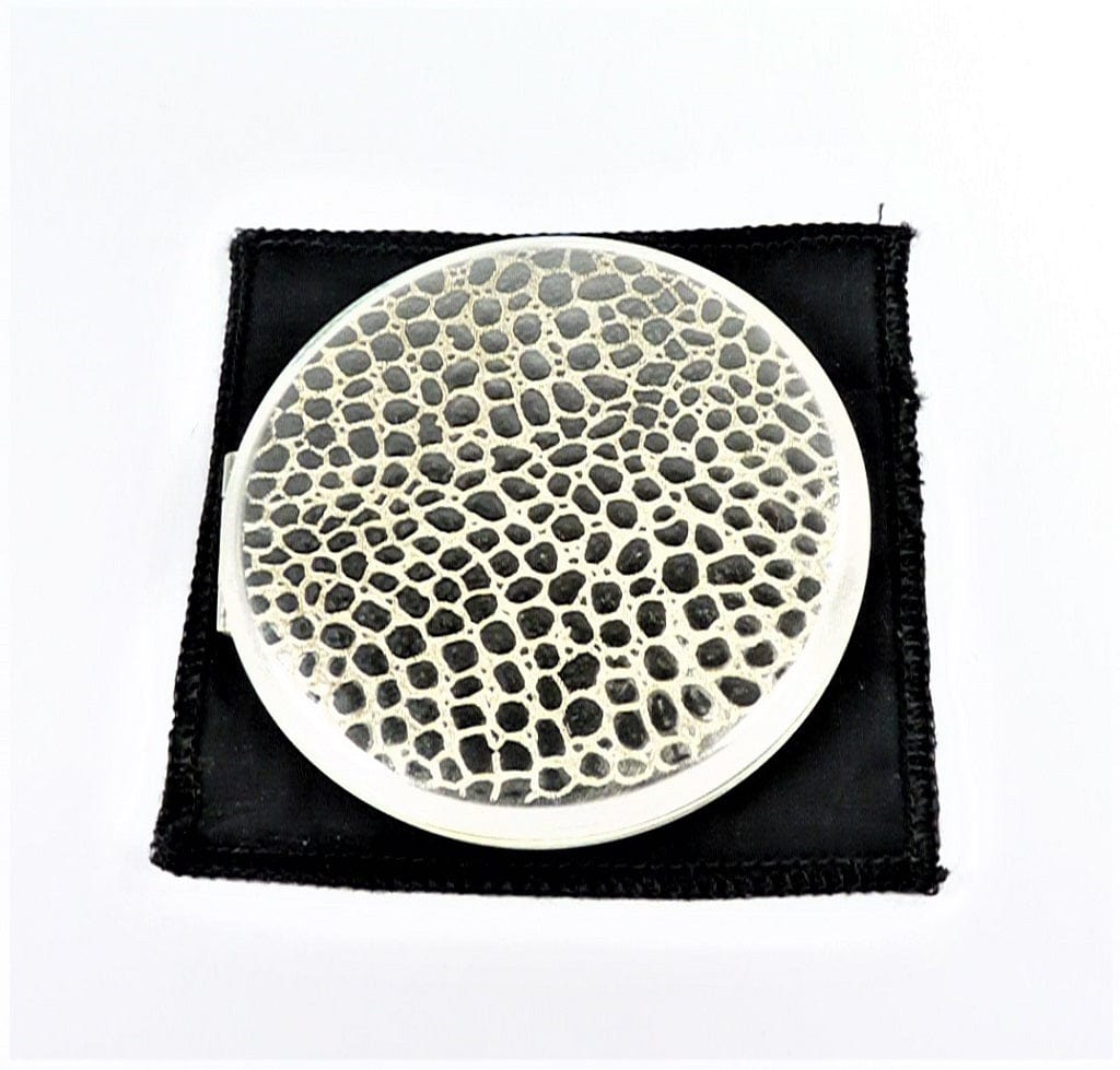Silver Plated Compact Faux Snake Skin