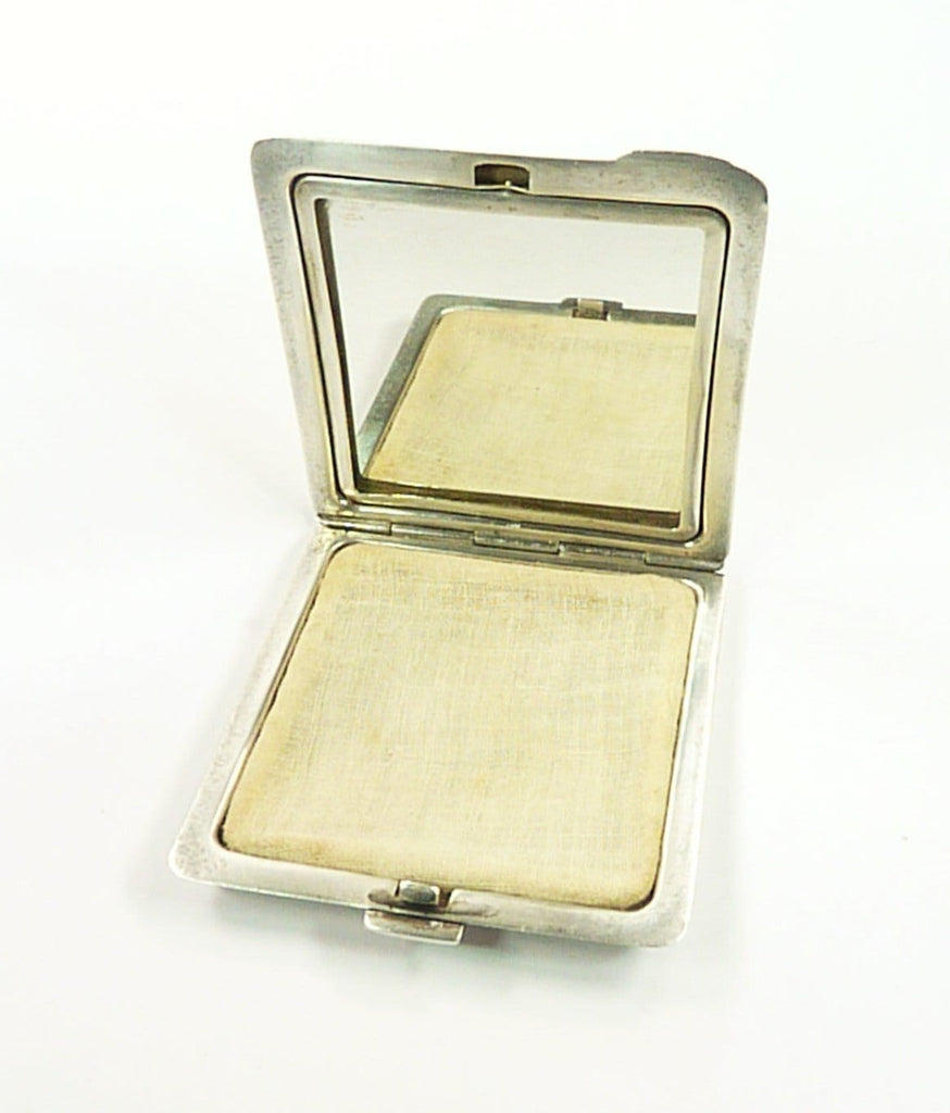 Silver Makeup Compact For Loose Face Powder