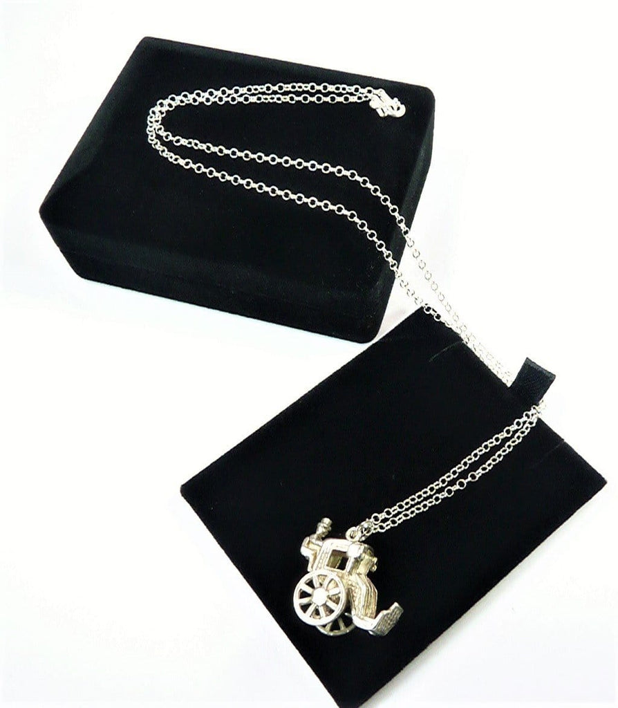 Silver Carriage Charm In Black Velvet Jewellery Case