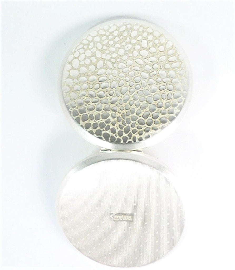Faux Snakeskin Silver Plated Mirror Compact