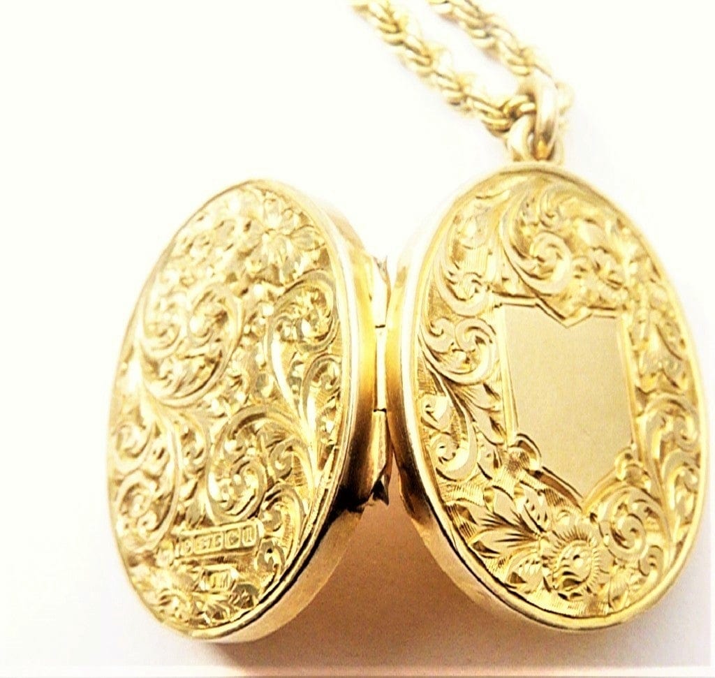 Antique Yellow Gold Locket Necklace Fully Hallmarked