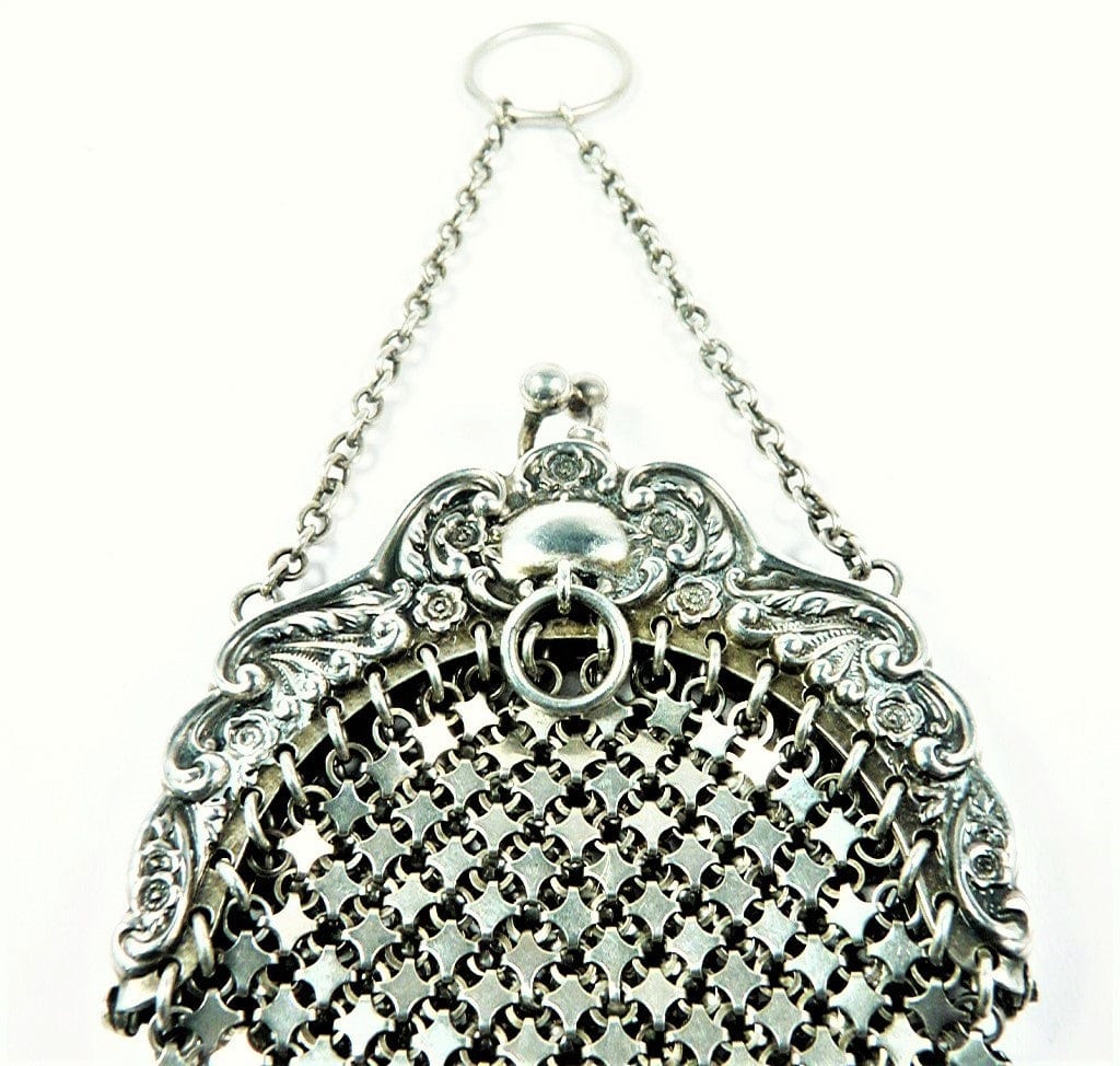 NICE ANTIQUE STERLING SILVER MESH COIN PURSE for CHALELAINE, c. 1900 | eBay