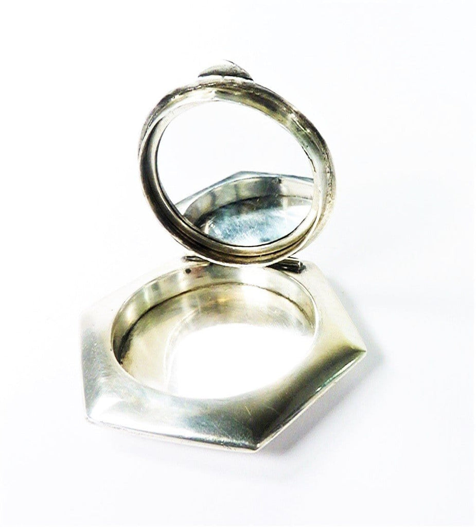 Solid Silver Hexagonal Arabian Compact Mirror