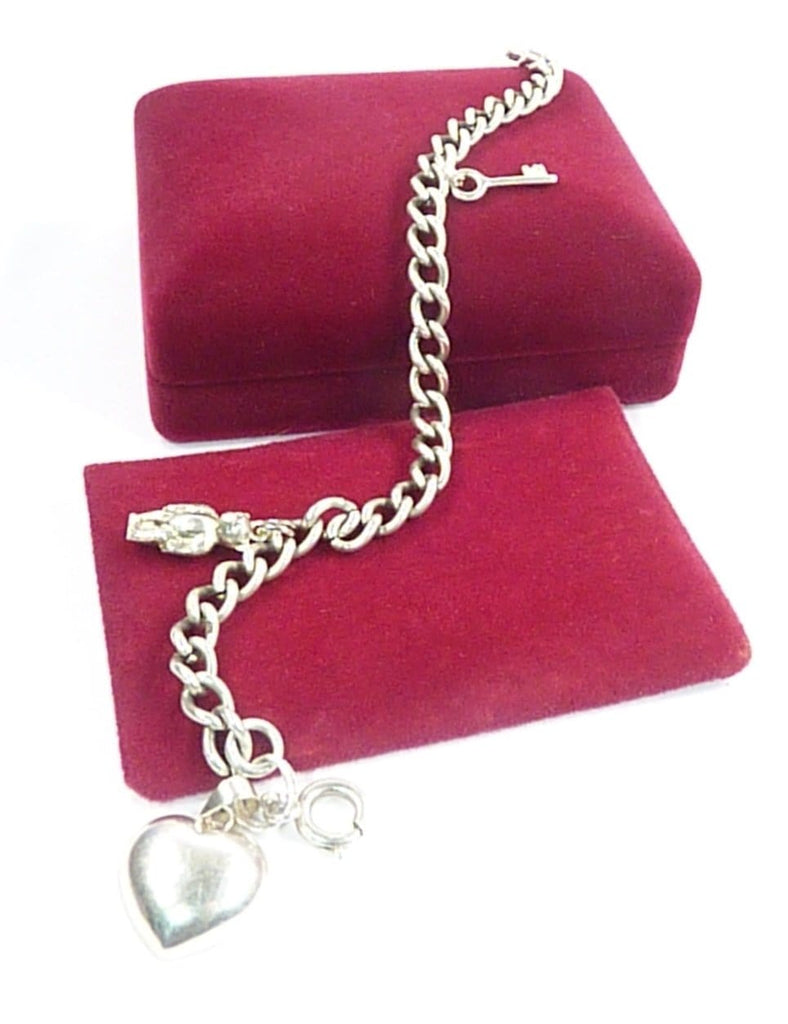 Solid Silver Heart Charm Bracelet