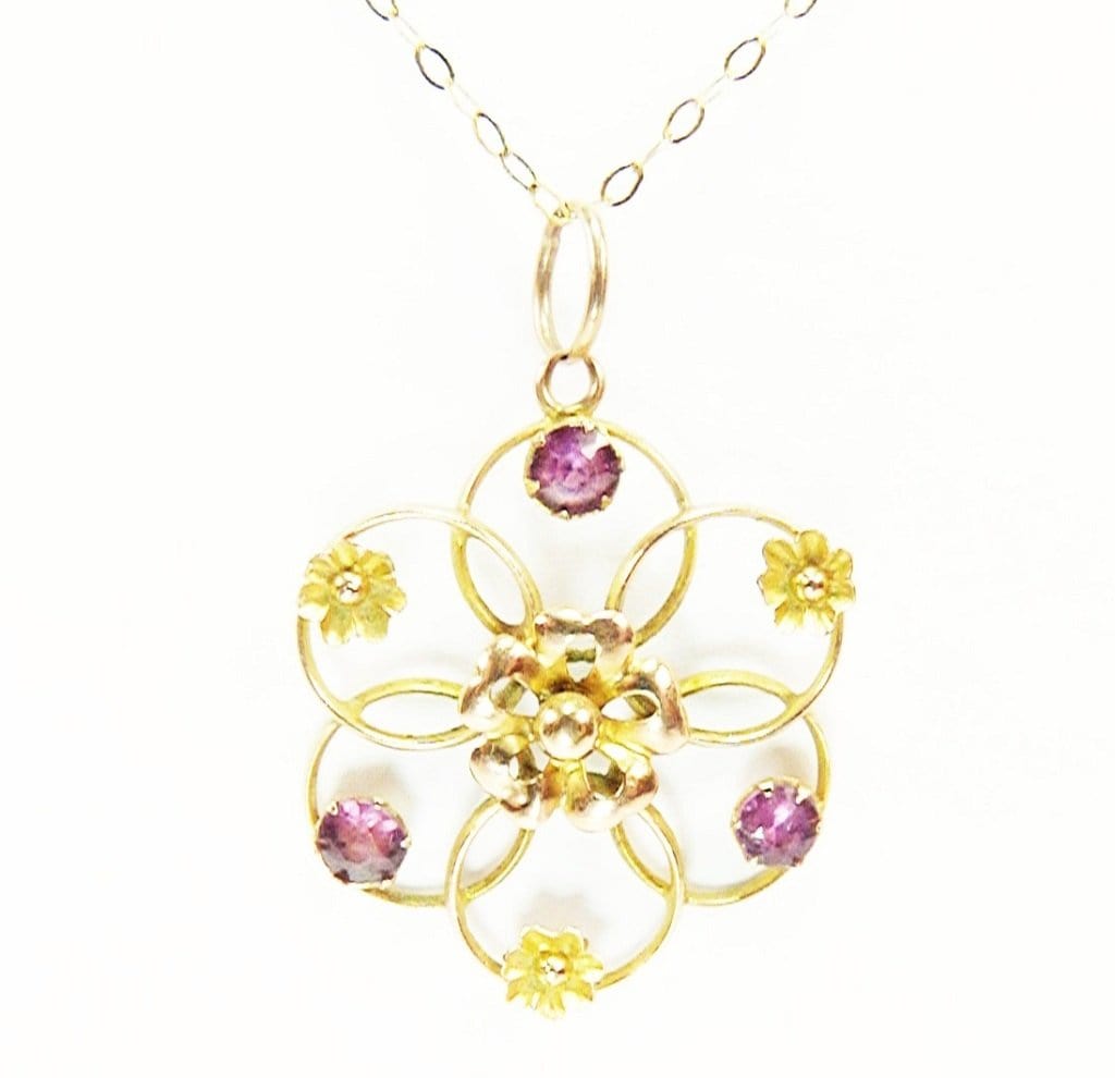 Solid Gold And Almadine Garnet Necklace