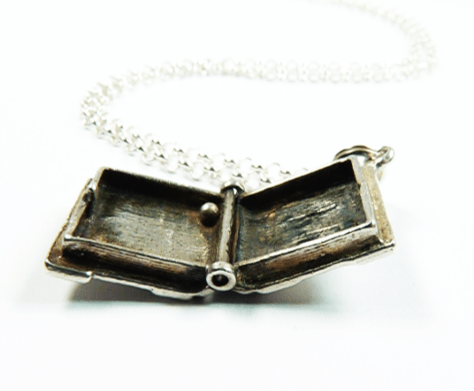 Solid Silver Bible Charm Necklace