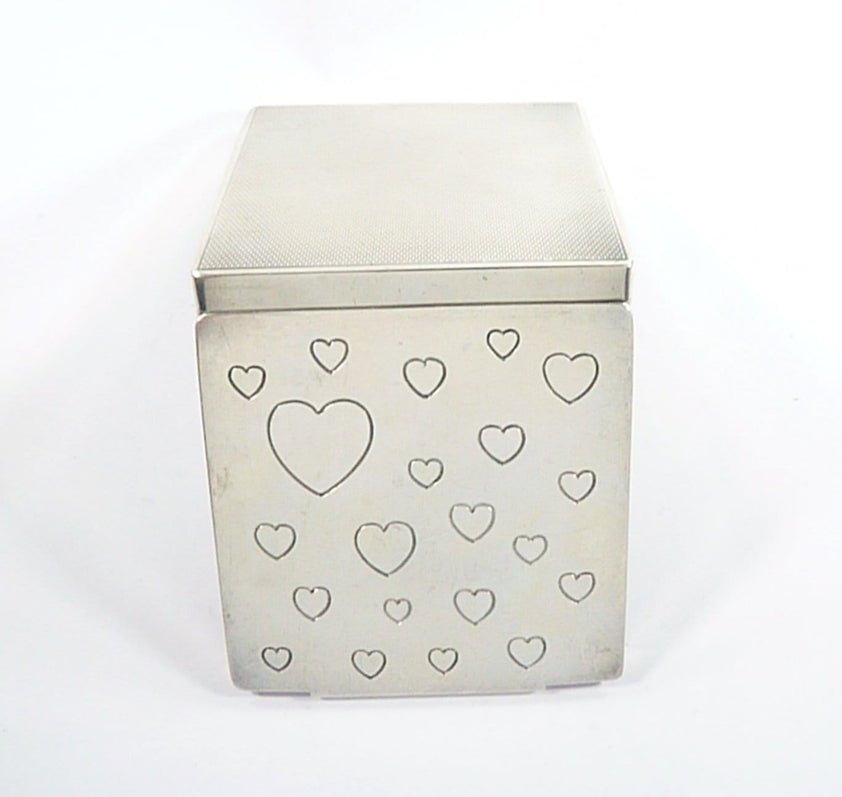 Sterling Silver Compact Mirror 21 Engraved Hearts The Vintage Compact