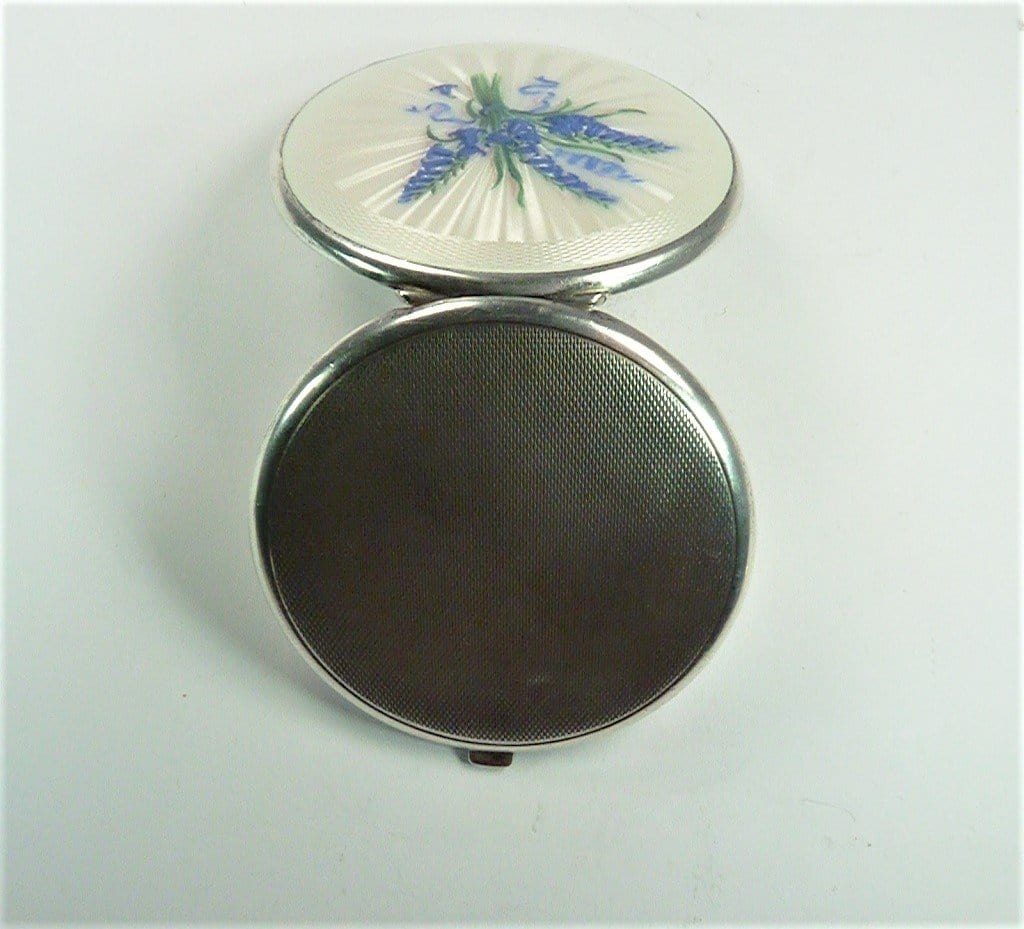 Solid Silver Compact With Enamel