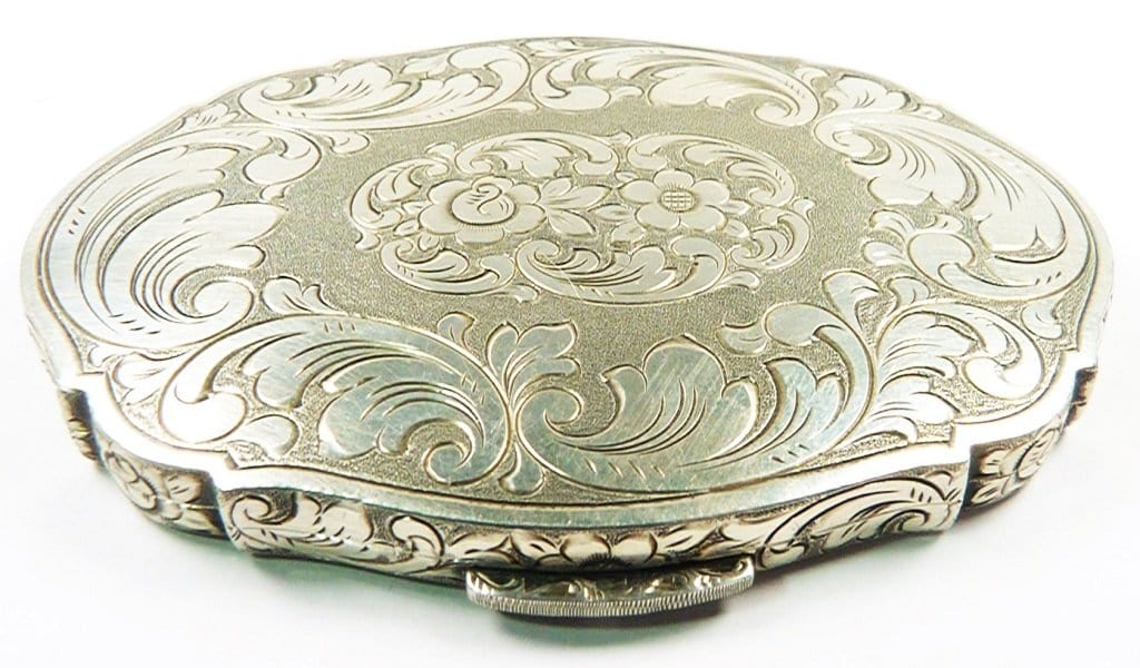 Solid Silver Makeup Compact For Loose Powder