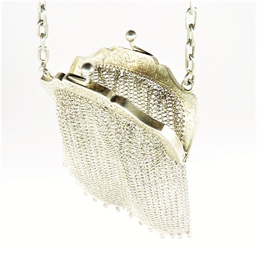 1920s Whiting and Davis Floral Enamel Mesh Purse - MRS Couture