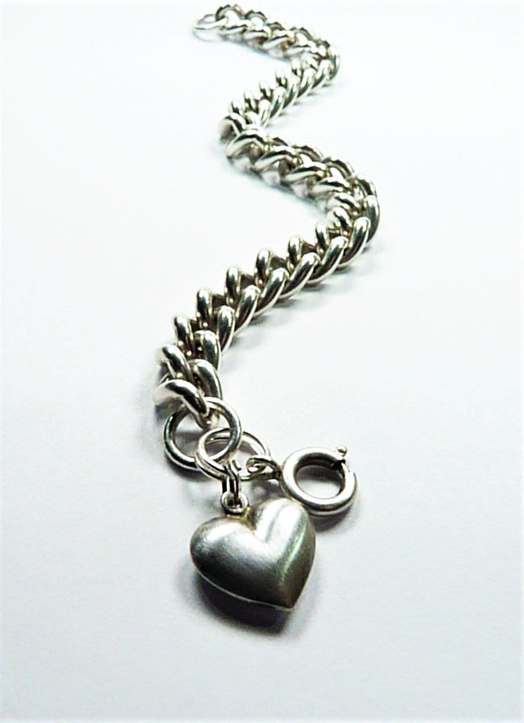 Sterling Silver Curb Chain With Heart Charm
