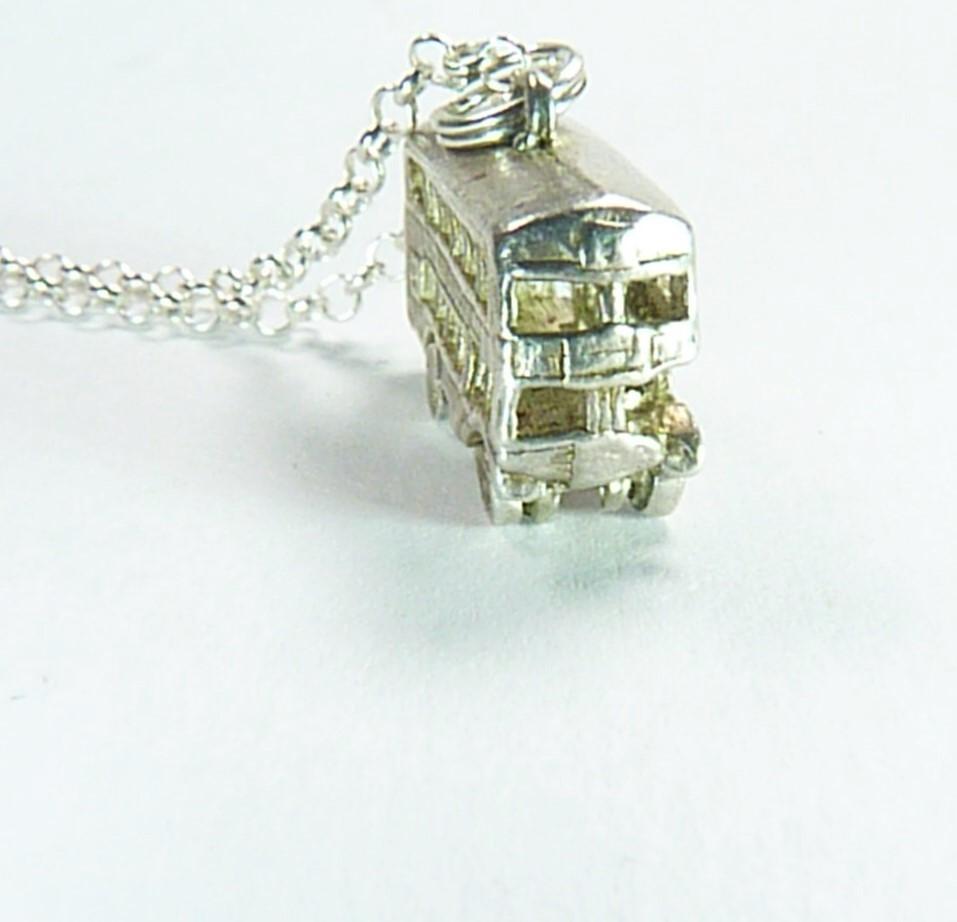 Sterling Silver Necklace With London Bus Pendant