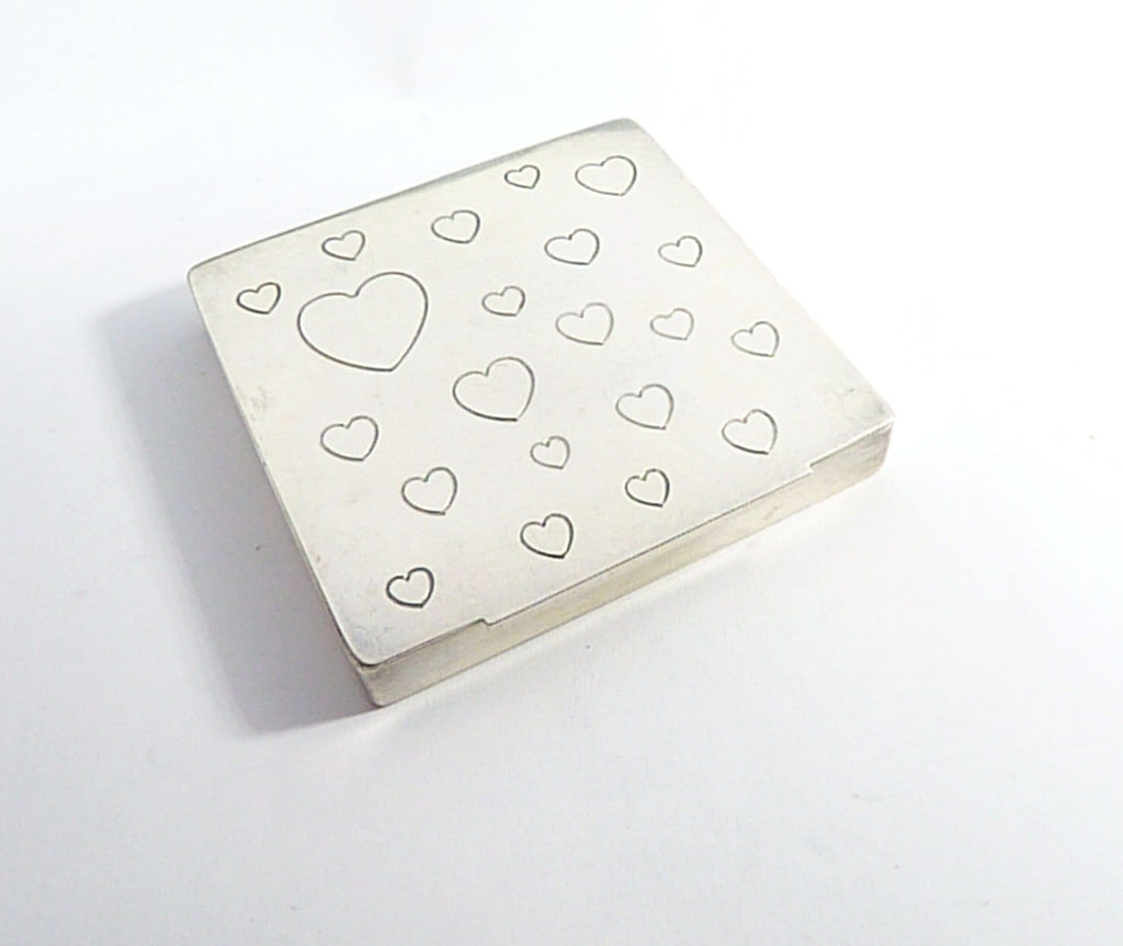 Sterling Compact Engraved 21 Hearts