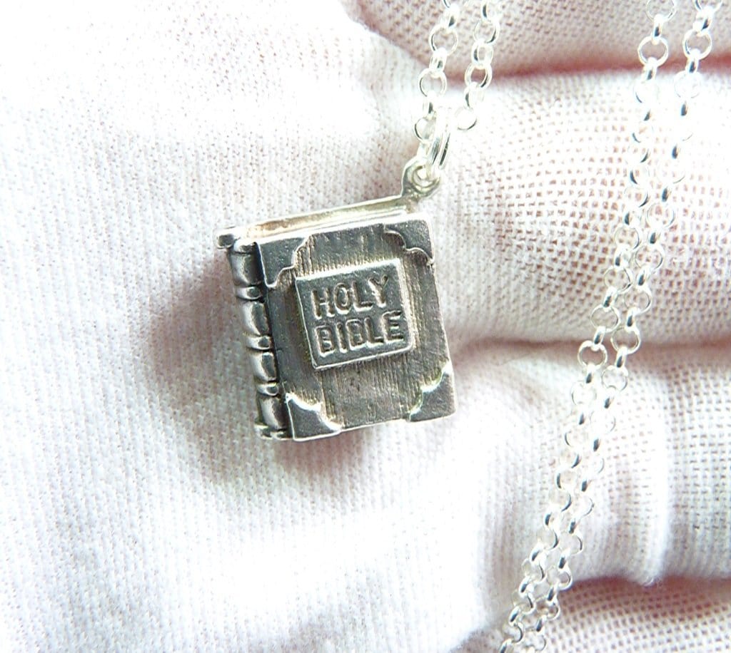Sterling Silver Bible Charm Necklace