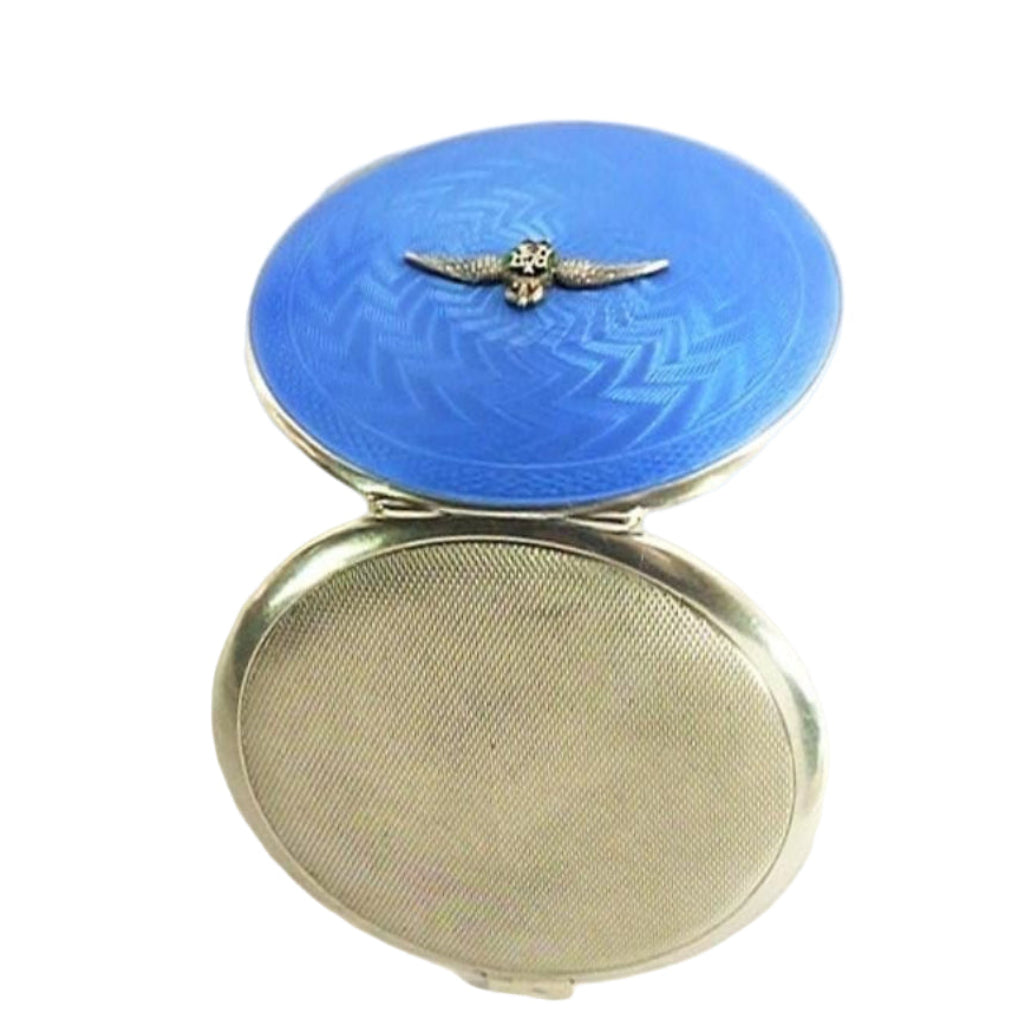 WWII RAF Sterling Silver Enamel Powder Compact 1944 D Day Memorabilia ...