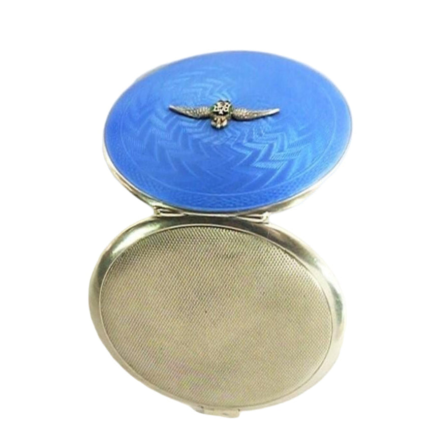 WWII RAF Sterling Silver Enamel Powder Compact 1944 D Day Memorabilia ...