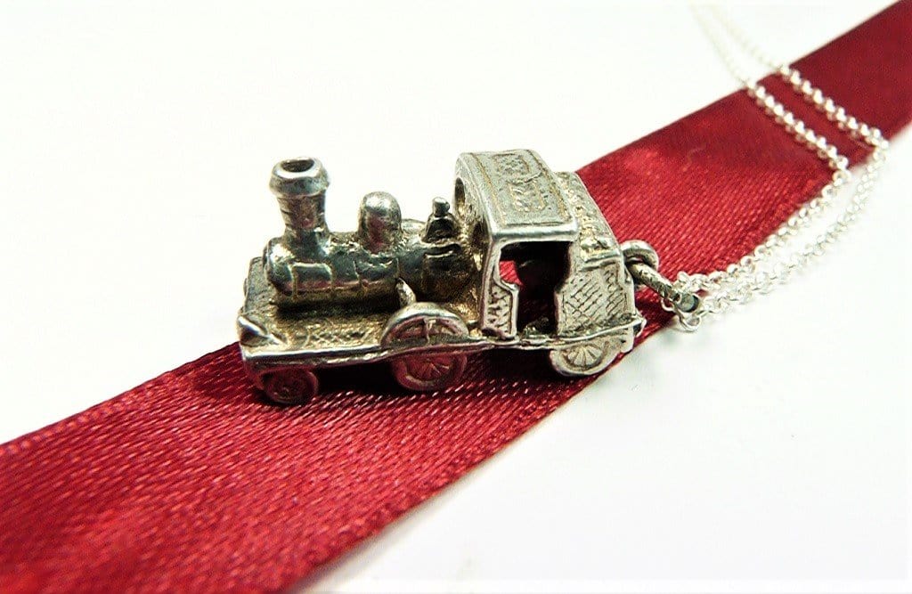 Sterling Silver Steam Train Pendant Necklace