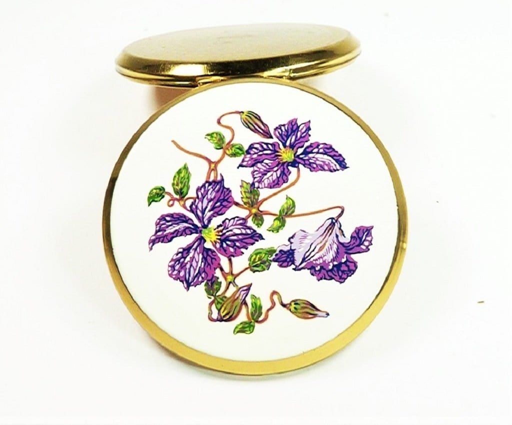 Stratton Makeup Compact Purple Flowers