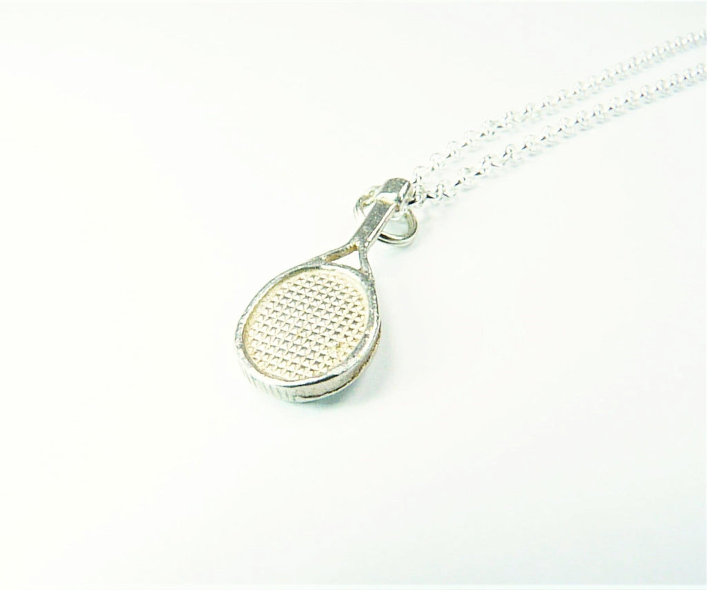 Tennis Necklace Racket And Ball Solid Silver