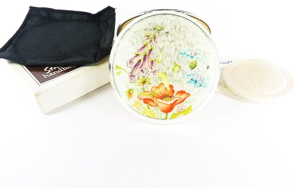 Unused Silver Plated Stratton Compact Foxgloves Poppies Cornflowers ...